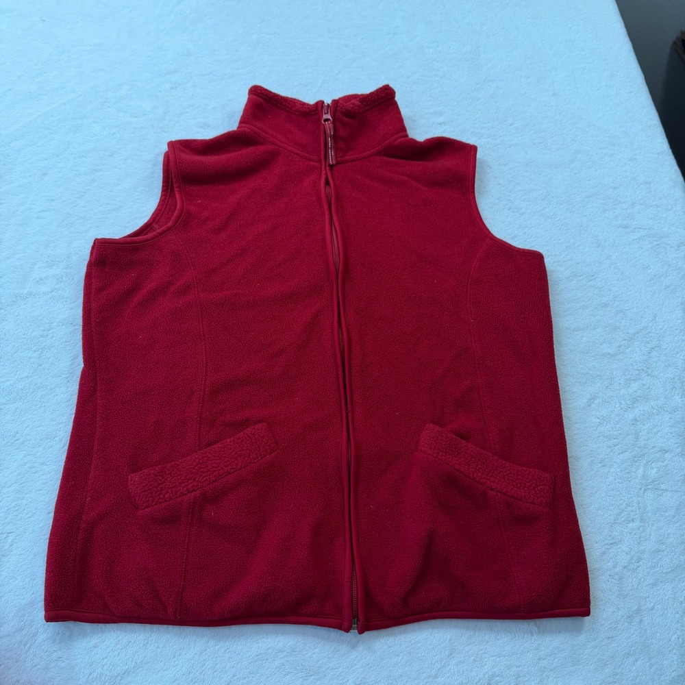 Jason Maxwell Fleece Vest Womens PS Red Good Full Zip Mock Neck Sleeveless